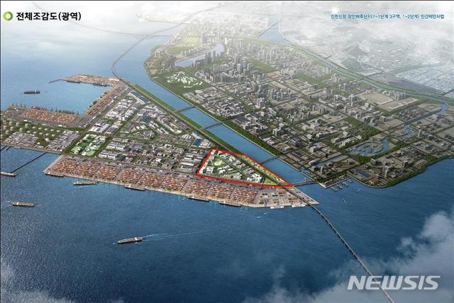 [서울=뉴시스] 인천신항 항만배후단지(1-1단계 3구역·1-2단계) 개발사업 조감도.