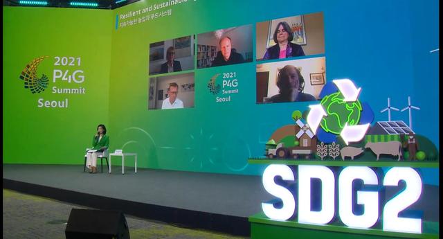 [세종=뉴시스] P4G 정상회의 계기 '식량·농업 세션' 전문가 토론. (사진=농림축산식품부 제공) *재판매 및 DB 금지