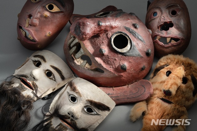 [서울=뉴시스] 동래야류 탈, 정상박 기증, 1940~60년대 (사진=국립민속박물관 제공) 2021.05.02. photo@newsis.com 