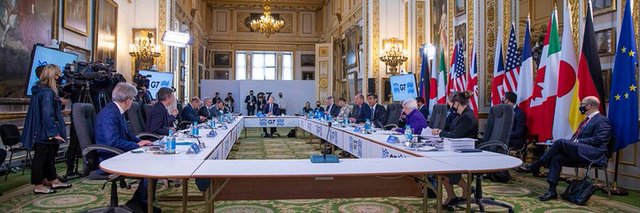 [런던=뉴시스]G7 재무장관 회의 (출처: G7 영국 트위터) 2021.6.7.  *재판매 및 DB 금지