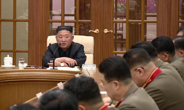 [서울=뉴시스]북한 조선중앙TV는 김정은 국무위원장이 지난 11일 당 중앙위원회 본부청사에서 조선 노동당 중앙군사위원회 제8기 제2차 확대회의를 주재했다고 12일 방영했다. (사진=조선중앙TV 캡처) 2021.06.15. photo@newsis.com *재판매 및 DB 금지