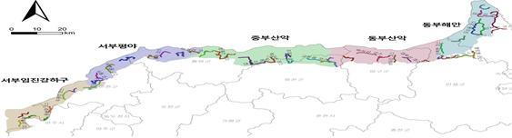 [서울=뉴시스] 환경부와 국립생태원이 2015년부터 지난해까지 생태계를 조사한 민간인 통제선 이북지역. (자료=환경부 제공). 2021.06.17. photo@newsis.com *재판매 및 DB 금지