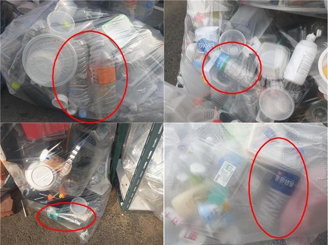 [성남=뉴시스] 정성원 기자 = 잘못된 투명 페트병 분리배출 사례. 2021.06.26. jungsw@newsis.com