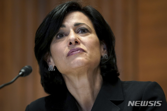 [워싱턴=AP/뉴시스]로셸 월렌스키 미 질병통제예방센터(CDC) 국장이 지난 5월19일(현지시간) 미 상원 세출소위원회 청문회 출석해 발언하고 있다. 2021.07.02. 