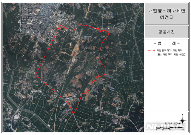 [평택=뉴시스] 평택 안중역세권 개발행위허가 제한지역 구역도 (사진 = 평택시 제공)