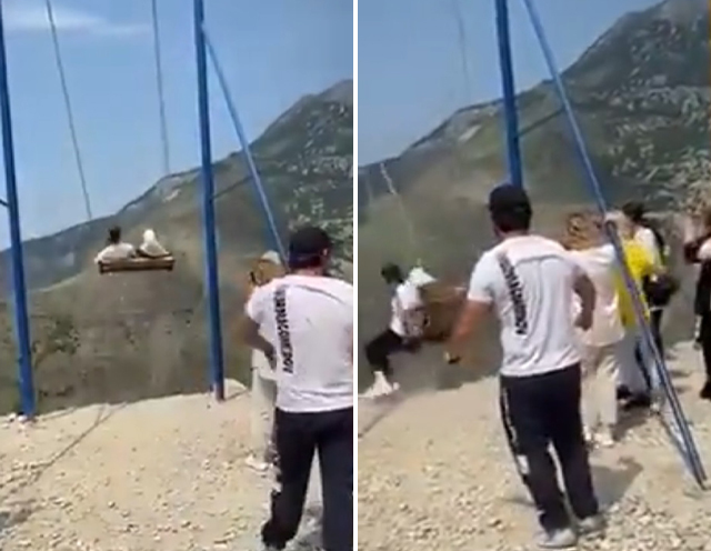 1,900m 절벽에서 그네 타다 '뚝'…女관광객 기적의 생존