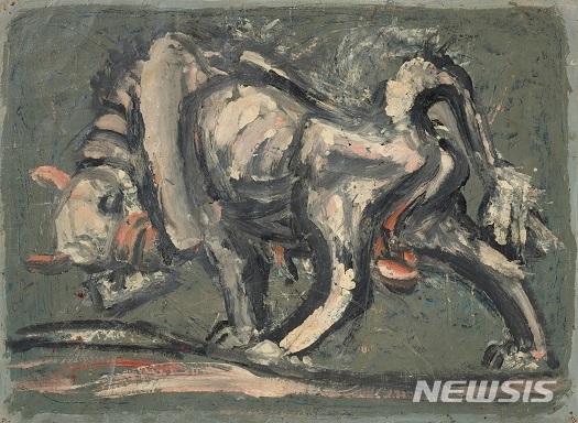 [서울=뉴시스] '이건희 컬렉션' 이중섭, 흰 소, 1950년대, 종이에 유채, 30.5x41.5cm. 사진=국립현대미술관 제공. 