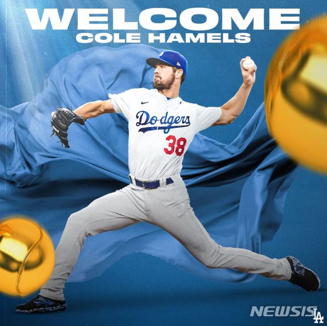 [서울=뉴시스] 미국 프로야구 메이저리그(MLB) LA 다저스가 베테랑 좌완 선발투수 콜 해멀스(38)를 영입했다. (사진=LA 다저스 사회관계망서비스 캡처) 2021.08.05. photo@newsis.com