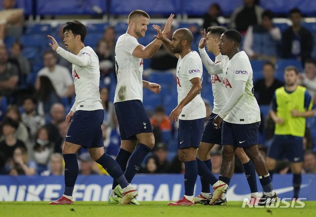[런던=AP/뉴시스]토트넘이&nbsp; 5일(한국시간) 첼시와 프리시즌 경기를 갖고 있다. 2021.08.04