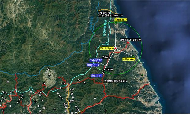 고성 아프리카돼지열병 발생농장 주변(사진=농식품부)