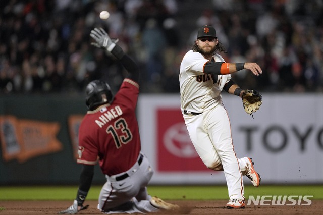 [샌프란시스코=AP/뉴시스] 샌프란시스코 자이언츠의 유격수 브랜든 크로포드.