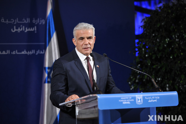  [ 예루살렘= 신화/뉴시스]&nbsp; 이스라엘의 야이르 라피드 임시총리. 그는 외교부장관이었다가 총선이후 국회가 해산하자&nbsp; 7월1일 임시총리에 취임했다. 