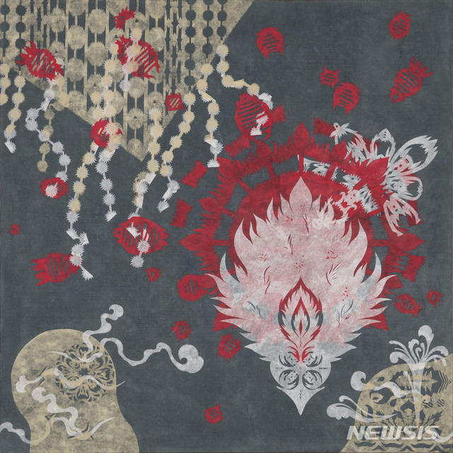 [서울=뉴시스] 양혜규, 일렁이는 횃불 분수도島 – 황홀망恍惚網 #16, Undulating Torch Fountain Island – Mesmerizing Mesh #16, 2021,&nbsp; Hanji (traditional Korean paper) on alu-dibond, framed, 62 x 62 cm, Courtesy of the artist and Kukje Gallery, 사진: 양혜규 스튜디오,이미지 제공: 국제갤러리.