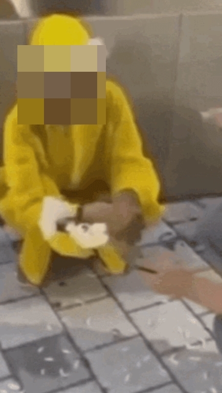 [여주=뉴시스] 경기 여주시에서 10대 학생이 60대 여성을 꽃으로 때리며 담배심부름을 요구하는 모습이 담긴 영상. 2021.8.30. (사진=온라인 커뮤니티 갈무리) *재판매 및 DB 금지