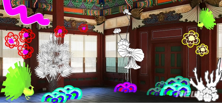 [서울=뉴시스] 그림자 정원: 흐리게 중첩된 경물, 이예승 작, 2021년, 증강현실, 16채널 영상, 거울, 라이팅 등 (사진=문화재청 제공) 2021.09.09. photo@newsis.com