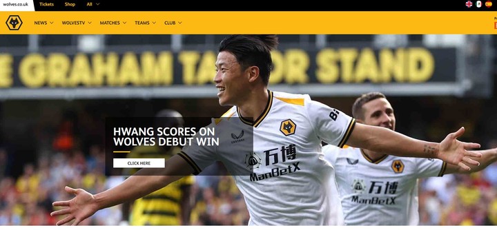 울버햄튼 메인 화면 장식한 황희찬(사진=울버햄튼 공식 홈페이지 갈무리) *재판매 및 DB 금지