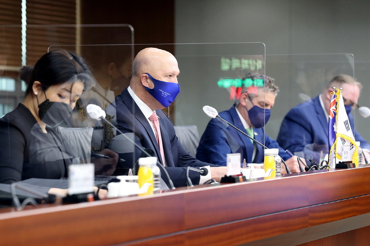 [서울=뉴시스] 한-호주 국방장관 회담_모두발언 하는 피터 더튼 호주 국방부장관. 2021.09.13. (사진=국방부 제공) *재판매 및 DB 금지