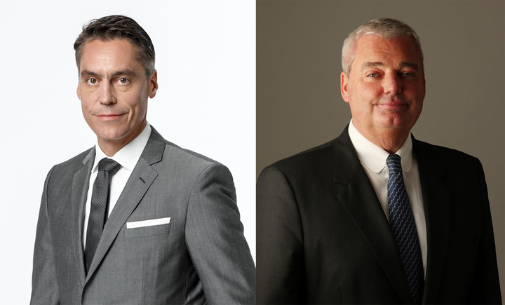 [서울=뉴시스]르네 코네베아그(왼쪽) 아우디폭스바겐코리아 현 그룹사장과 신임 틸 셰어 그룹사장.(사진=아우디폭스바겐코리아 제공) *재판매 및 DB 금지