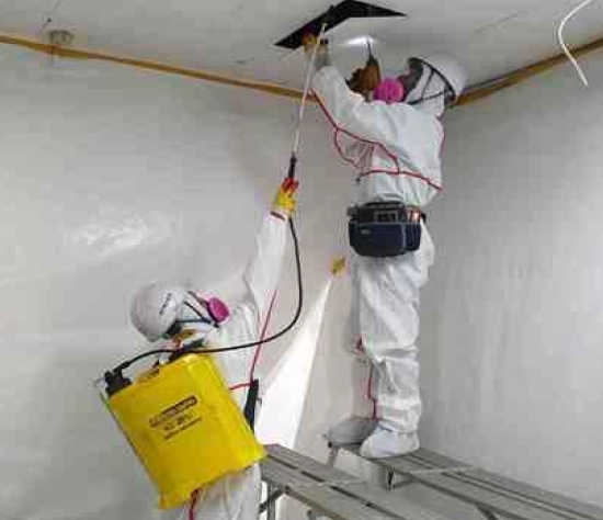 [서울=뉴시스] 서울 영등포구의 관공서 석면 자재 해체 모습. (사진=영등포구 제공) 2021.09.24. photo@newsis.com *재판매 및 DB 금지