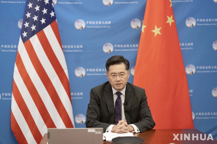 [워싱턴=신화/뉴시스]친강(秦剛) 주미중국대사 자료 사진. 2022.08.03.