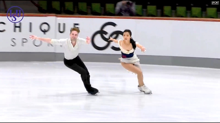 [서울=뉴시스] 연기 펼치는 민유라와 대니얼 이튼. (사진 = ISU 유튜브 중계 캡처) *재판매 및 DB 금지