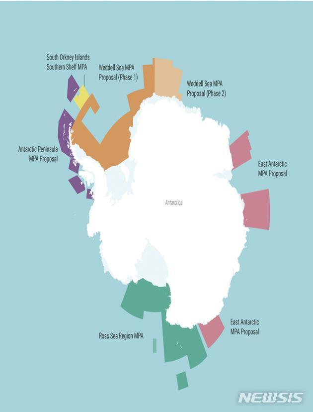 [서울=뉴시스] 남극해양생물보존위원회 해양보호구역 수역도.