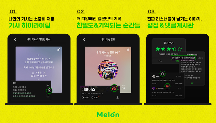 멜론, 가사 하이라이팅·가수에 '최애' 표현 기능 등 업데이트