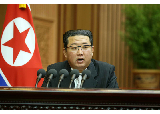 [서울=뉴시스] 김정은 최고인민회의 시정연설. 2021.09.30. (사진=노동신문 캡처) *재판매 및 DB 금지