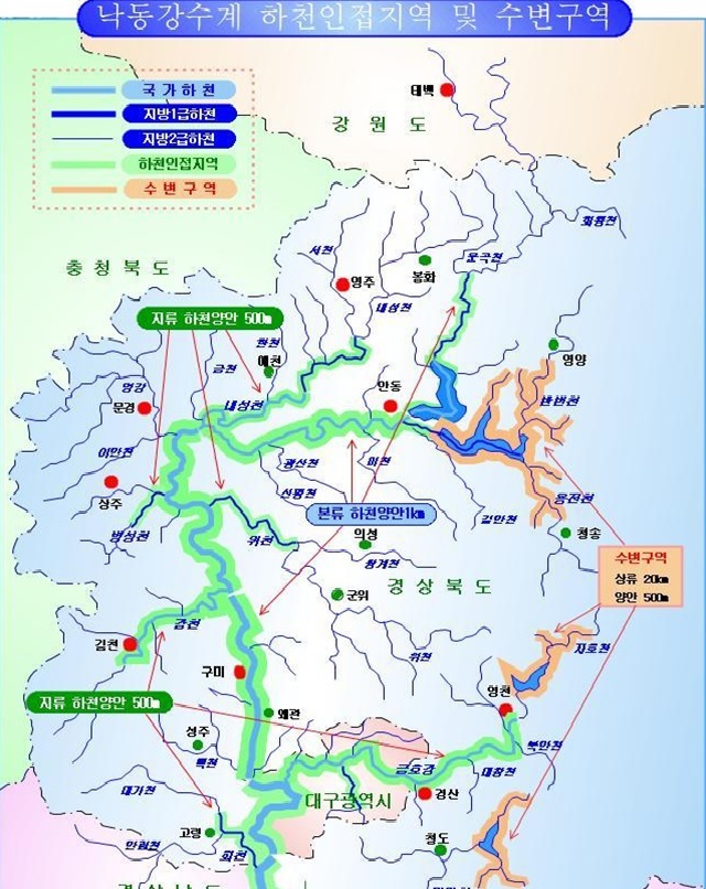 [안동=뉴시스] 낙동강수계 수변구역도(경북도 제공) 2021.10.08 *재판매 및 DB 금지