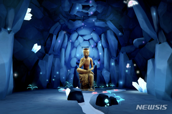  [서울=뉴시스] 메타버스 박물관 제페토 '힐링동산' 내 반가사유상 (사진=국립중앙박물관 제공) 2021.10.13. photo@newsis.com