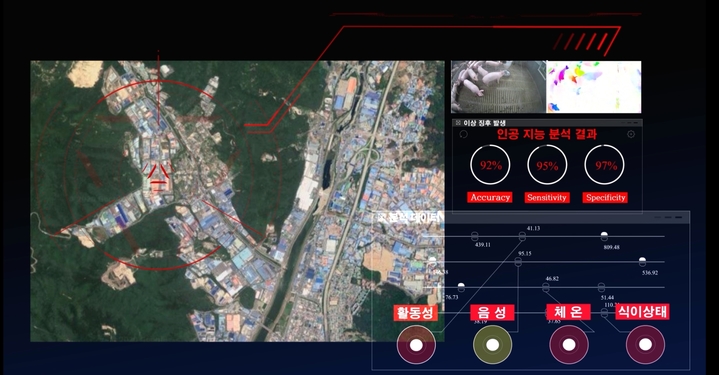 [대전=뉴시스] ETRI 연구진이 개발한 가축 전염병 통합 관리 플랫폼 시연 예시. *재판매 및 DB 금지