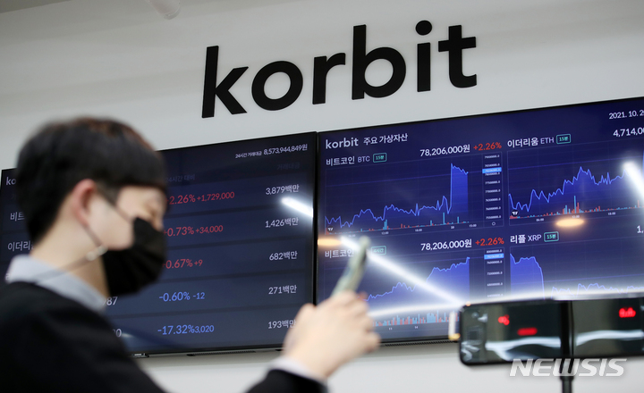 [서울=뉴시스] 조성우 기자 = 가상자산(암호화폐) 거래소 코빗이 20일 오전 11시부터 가상자산거래소가 특정금융거래정보법(특금법)에 따라 자금세탁을 막기 위해 거래 고객의 신원을 확인하는 고객확인제도(KYC)를 시행했다. 코빗을 이용하는 모든 고객은 고객 확인 절차를 완료해야 가상자산 매매 거래와 입출금, 원화 입출금이 가능하다. 20일 오후 서울 강남구 코빗 오프라인 고객센터 모습이 보이고 있다. 2021.10.20. xconfind@newsis.com