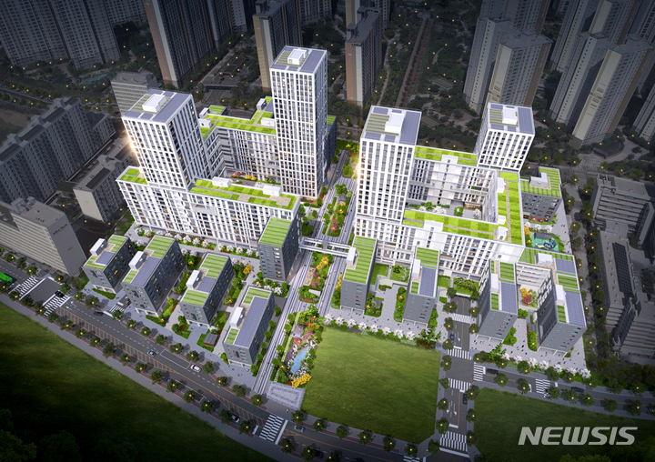 [서울=뉴시스] e편한세상 강일 어반브릿지 조감도. (사진=DL이앤씨 제공)