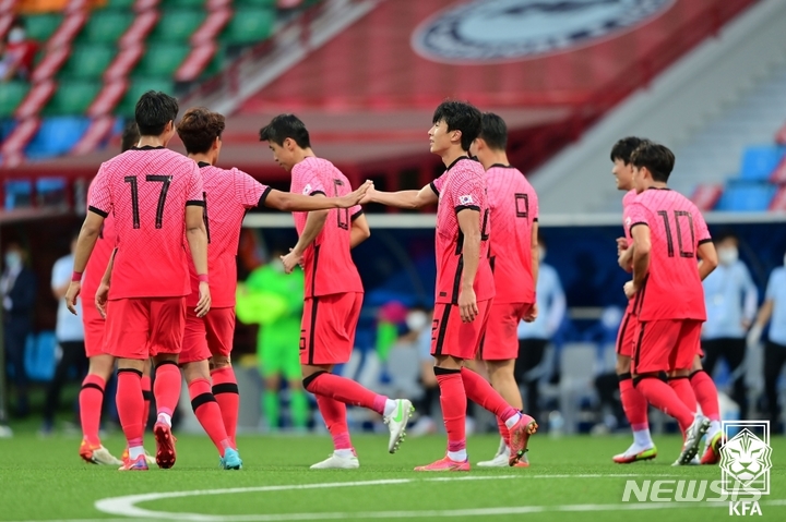 [서울=뉴시스]U-23 축구대표팀이 추가골로 쐐기를 박았다. (사진=대한축구협회 제공)