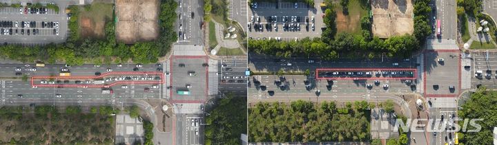 고양대로 개선 전후 모습. (사진=일산서부경찰서 제공)