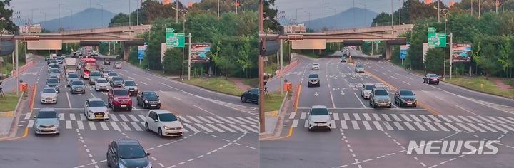 가운사거리 개선전후 모습. (사진=경기북부경찰청 제공)