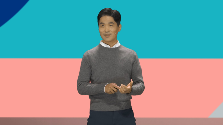 '삼성 AI 포럼 2021'에서 기조연설을 하고 있는 삼성리서치 승현준 소장(사장) *재판매 및 DB 금지