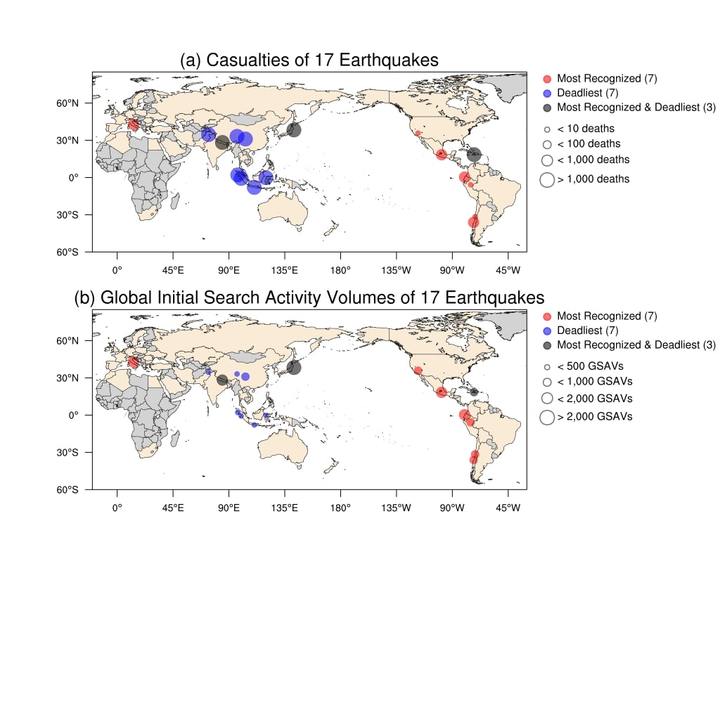 [포항=뉴시스] 강진구 기자 = 포스텍(총장 김무환)은 환경공학부 감종훈 교수, 인문사회학부 김진희 교수, 인공지능대학원 서영주 교수팀이 구글 트렌드와 위키피디아 검색량 데이터를 이용해 지난 2004년 이후 일어난 지진 중 피해 규모와 국제 사회의 관심도간 관계성에 대한 연구한 결과 지진 발생 국가의 소득 수준에 따라 지진에 대한 관심도도 달라지는 것으로 분석됐다고 4일 밝혔다.관련 연구 흐름도.(사진=포스텍 제공) 2021.11.04.photo@newsis.com *재판매 및 DB 금지