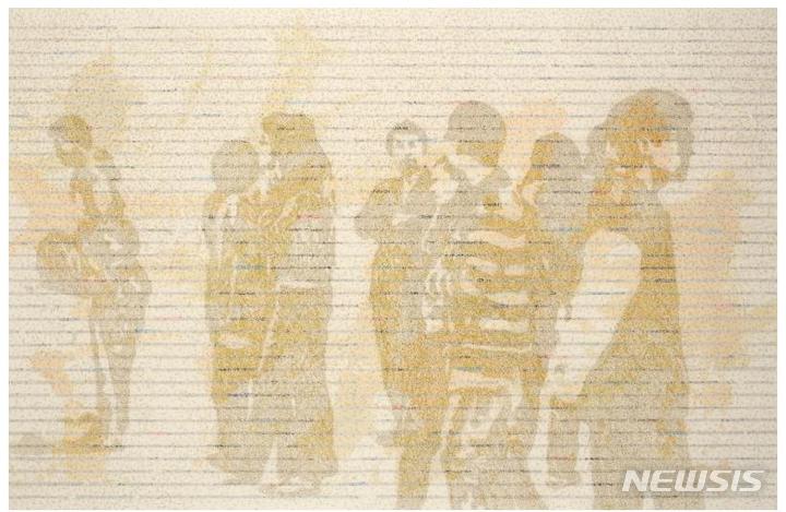 [서울=뉴시스]관객1. 124X190.5cm, 2020 순지에 향불, 장지에 채색 및 혼합기법, 배접, 코팅