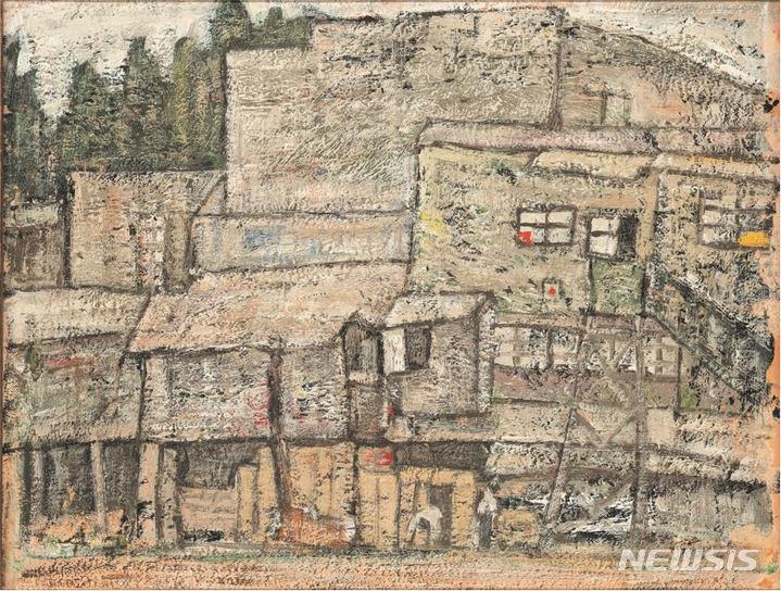 [서울=뉴시스]박수근, 판잣집, 1950년대 후반, 종이에 유채, 20.4x26.6cm, 성신여자대학교박물관