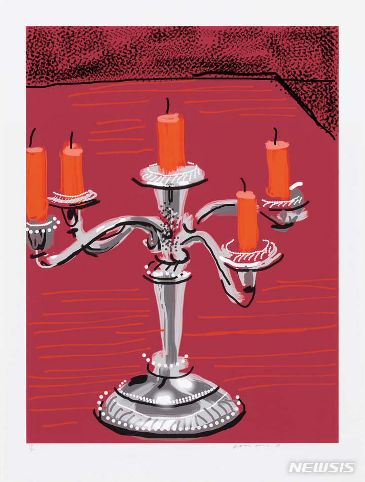[서울=뉴시스]데이비드 호크니, Five Candles, ipad drawing inkjet print. 81×61cm (edition 17/25) , 2011, 추정가 5800만~1억원.