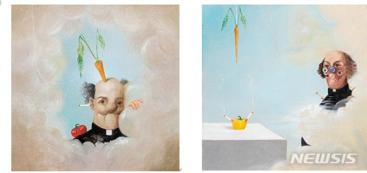 [서울=뉴시스]조지 콘도, The Arrival (도착),oil on canvas,91.4×91.4cm, 2004, 추정가 640,000,000 - 800,000,000.(오른쪽)조지 콘도, The Departure (출발),oil on canvas, 91.4×91.4cm, 2004, 추정가 6억4000만~8억원.