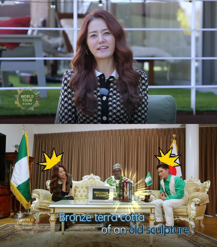 손미나(위), 손미나·나이지리아 대사 알리 모하메드 마가시·송준근(아래)