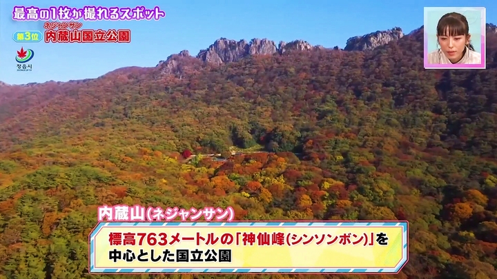 일본 지상파 테레비도쿄의 방영프로그램 'K-TOP'에서 내장산국립공원이 '한국에서 최고의 사진을 찍을 수 있는 관광지'로 소개되고 있다. (사진 = 정읍시 제공)&nbsp; *재판매 및 DB 금지