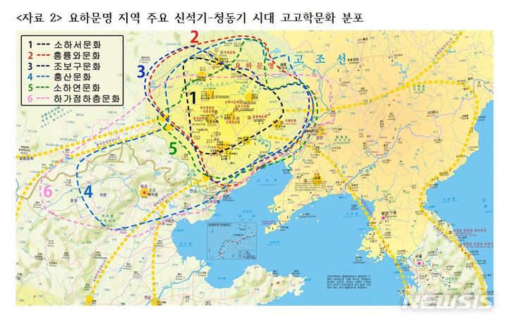 [서울=뉴시스] 요하문명 지역 주요 신석기-청동기 시대 고고학문화 분포. (사진=우실하 한국항공대 인문자연학부 교수 제공) 2021.11.19. photo@newsis.com *재판매 및 DB 금지