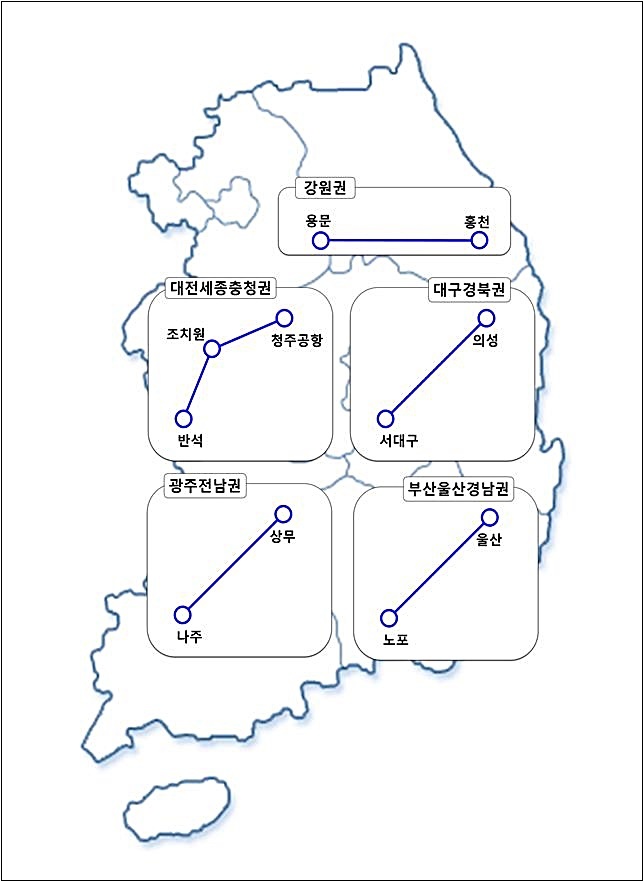 [대전=뉴시스] 지방 광역철도 선도사업 노선도. *재판매 및 DB 금지