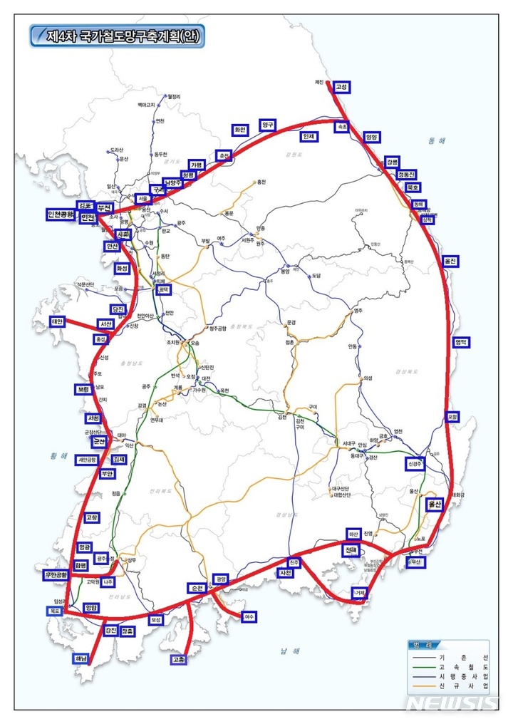 [서울=뉴시스]허경경 국가혁명당 대선후보가 22일 발표한 ‘한반도 외곽순환(해안관광 겸함) 고속철도망’ 구상.(자료제공=국가혁명당)