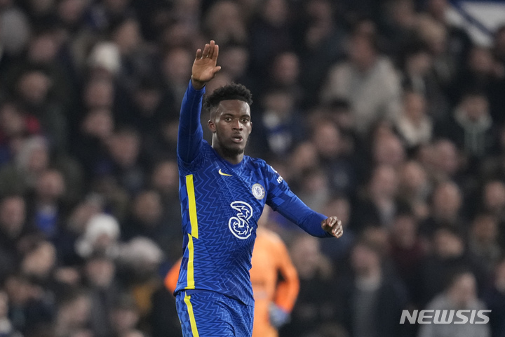 [런던=AP/뉴시스]첼시의 공격수 칼럼 허드슨-오도이. 2021.11.23.