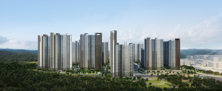 [포항=뉴시스] 강진구 기자 = 한신공영은 오는 12월 8일 ‘포항 한신더휴 펜타시티’ 특별공급을 진행한다고 30일 밝혔다.사진은 단지 투시도.(사진=한신공영 제공) 2021.11.30.photo@newsis.com *재판매 및 DB 금지