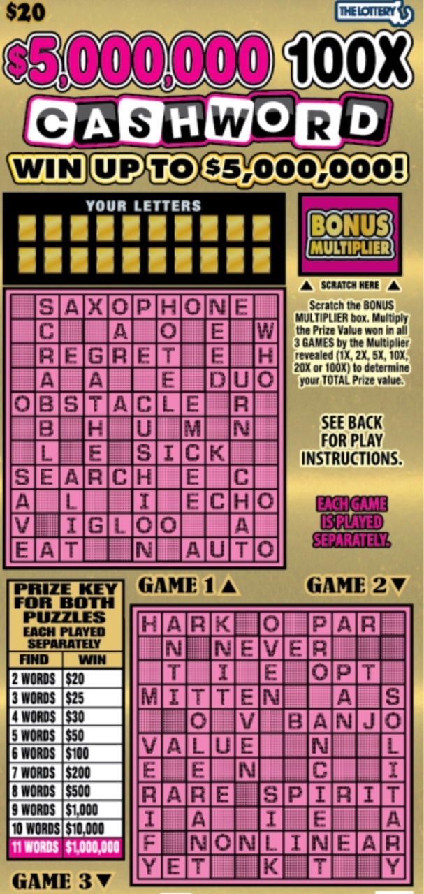 [서울=뉴시스] 미국 메사추세츠에서 1000만달러 상금의 주인공이 된 남성이 당첨된 낱말 퍼즐 복권의 상세 모습이다. (출처 : Massachusetts State Lottery 공식 홈페이지 화면 캡처) 2021.12.03. *재판매 및 DB 금지